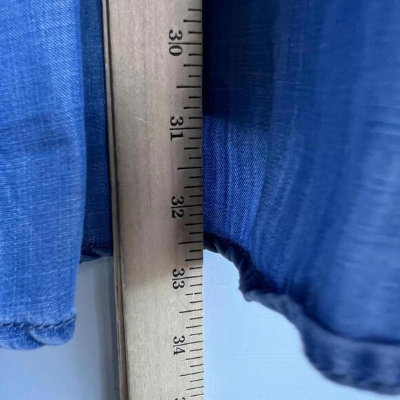 Guess LA Western Small Chambray Blue V Neck Wrap Mini Dress Long Bell Sleeve - Picture 4 of 13